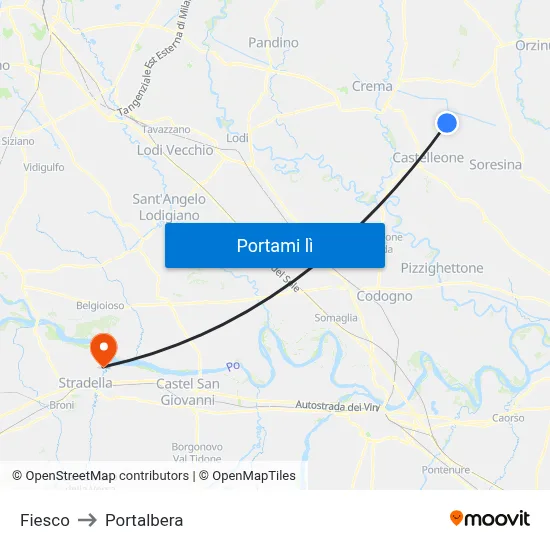 Fiesco to Portalbera map