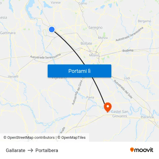 Gallarate to Portalbera map