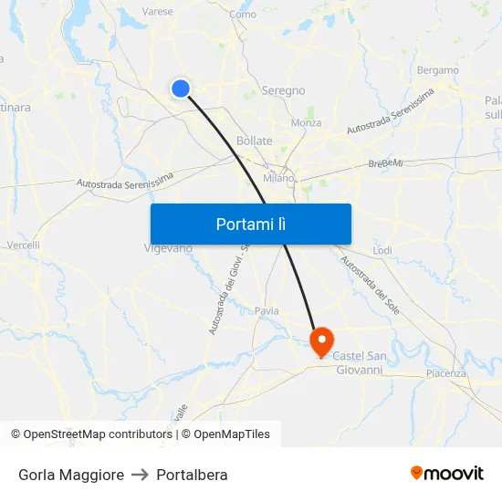 Gorla Maggiore to Portalbera map