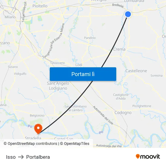 Isso to Portalbera map