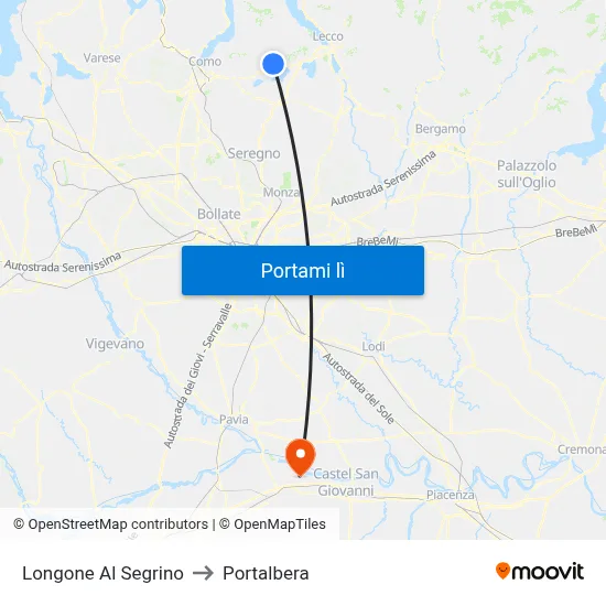 Longone Al Segrino to Portalbera map