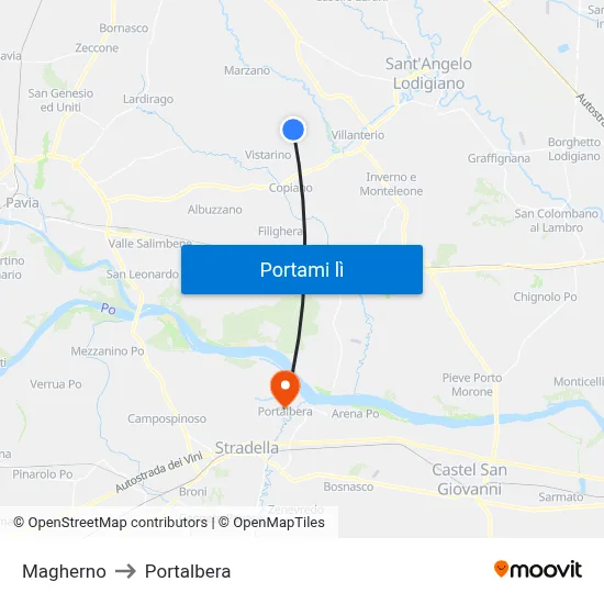 Magherno to Portalbera map