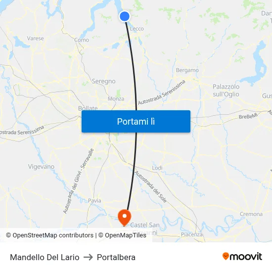 Mandello Del Lario to Portalbera map
