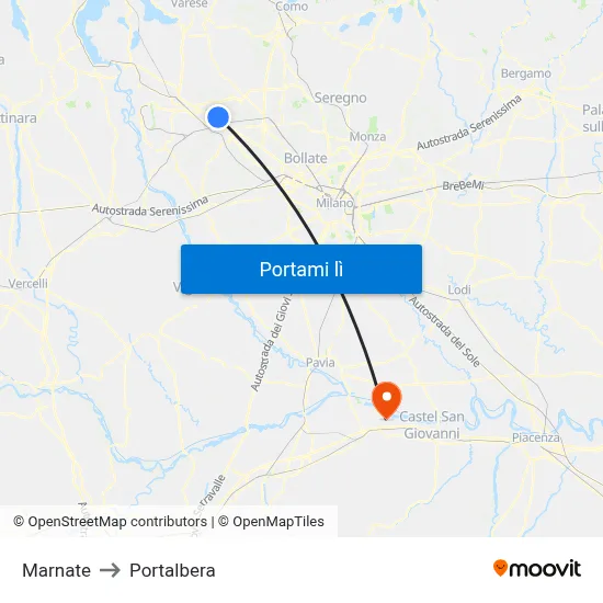 Marnate to Portalbera map