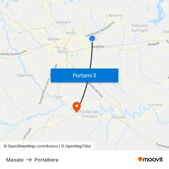 Masate to Portalbera map