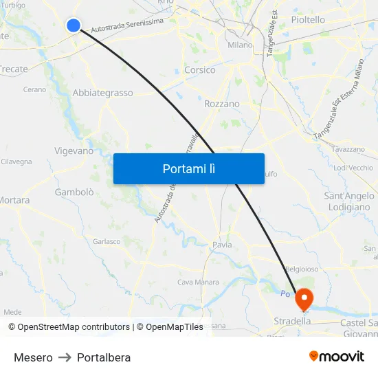 Mesero to Portalbera map