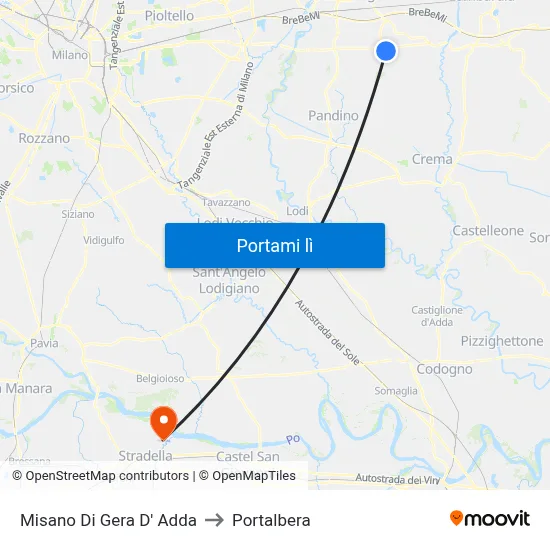Misano Di Gera D' Adda to Portalbera map