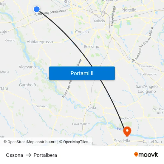 Ossona to Portalbera map
