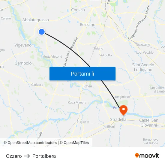 Ozzero to Portalbera map
