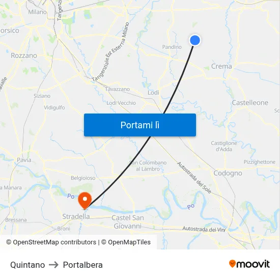 Quintano to Portalbera map