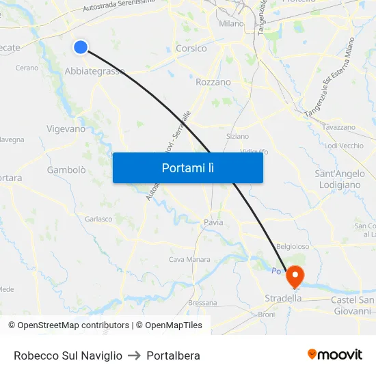 Robecco Sul Naviglio to Portalbera map