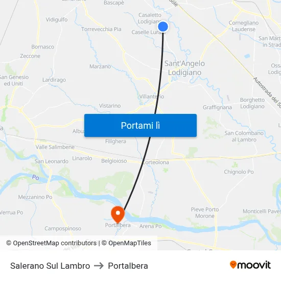 Salerano Sul Lambro to Portalbera map