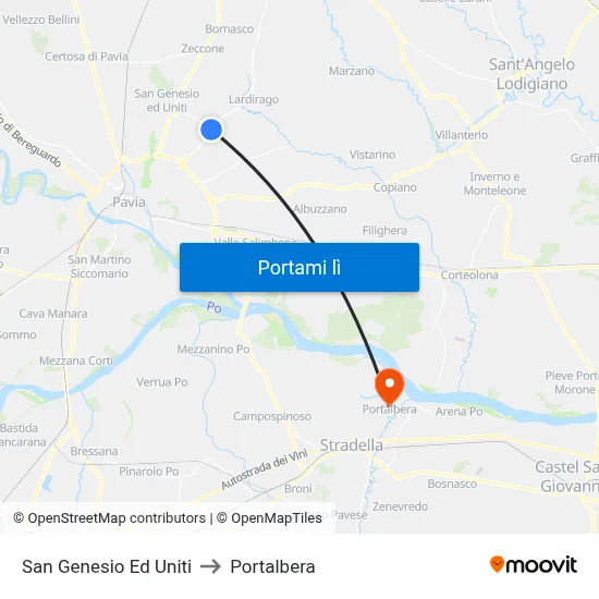 San Genesio Ed Uniti to Portalbera map
