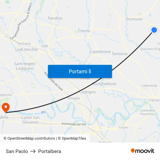 San Paolo to Portalbera map