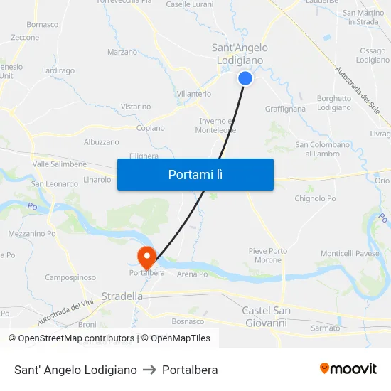 Sant' Angelo Lodigiano to Portalbera map