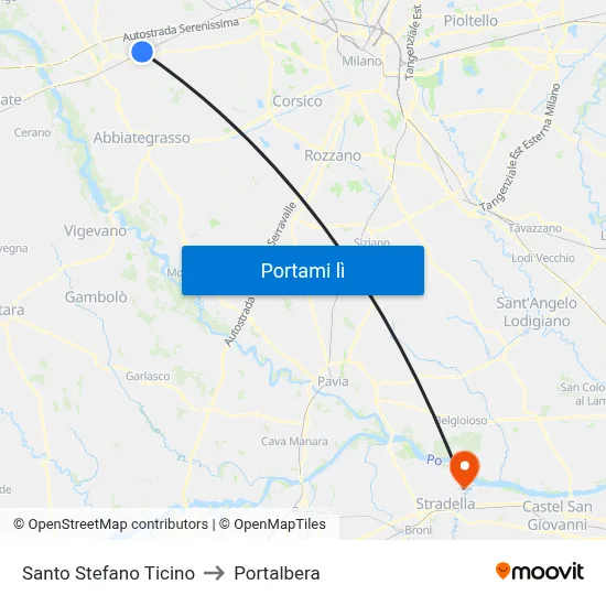 Santo Stefano Ticino to Portalbera map