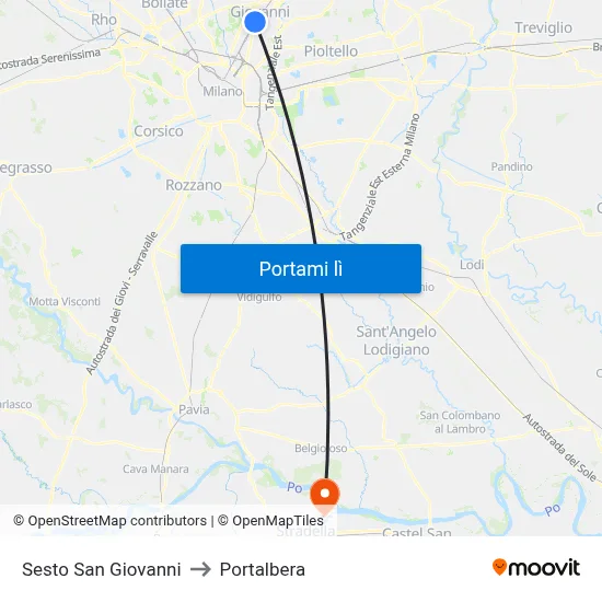 Sesto San Giovanni to Portalbera map