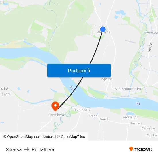 Spessa to Portalbera map