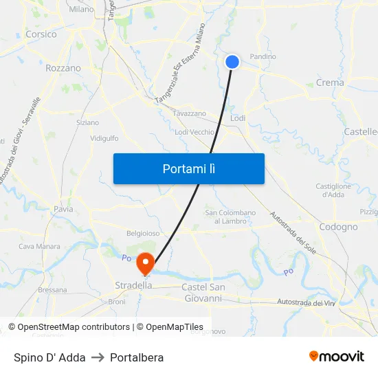 Spino D' Adda to Portalbera map