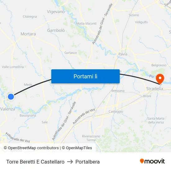 Torre Beretti E Castellaro to Portalbera map