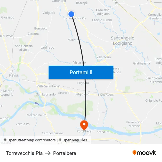 Torrevecchia Pia to Portalbera map