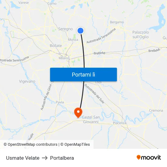 Usmate Velate to Portalbera map