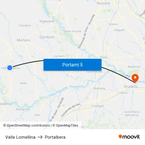 Valle Lomellina to Portalbera map