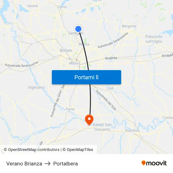 Verano Brianza to Portalbera map