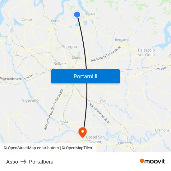 Asso to Portalbera map