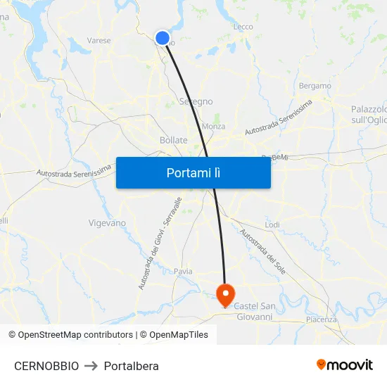 CERNOBBIO to Portalbera map