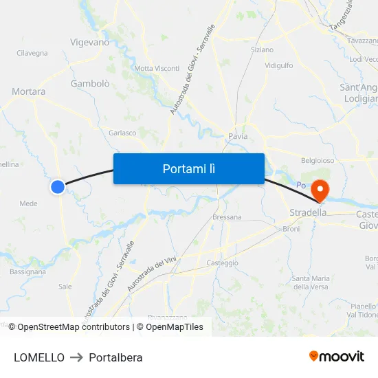LOMELLO to Portalbera map