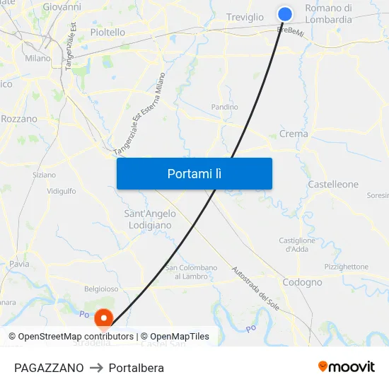 PAGAZZANO to Portalbera map