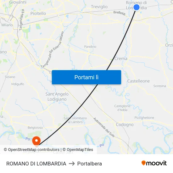 ROMANO DI LOMBARDIA to Portalbera map