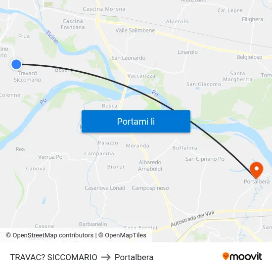 TRAVAC? SICCOMARIO to Portalbera map