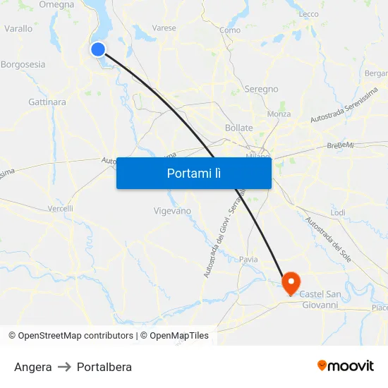 Angera to Portalbera map