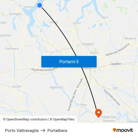 Porto Valtravaglia to Portalbera map