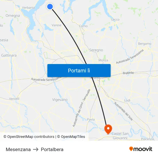 Mesenzana to Portalbera map