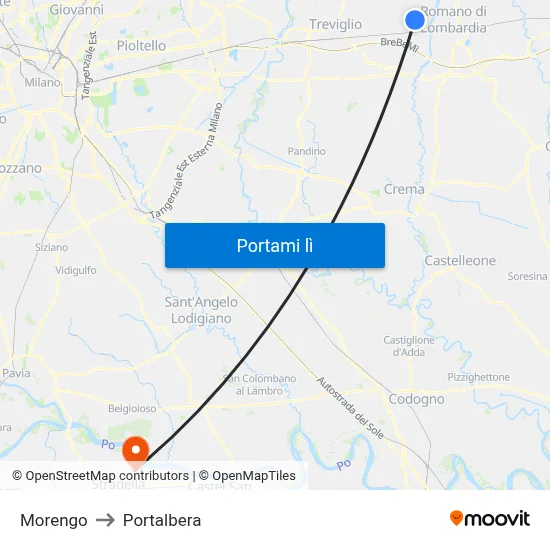 Morengo to Portalbera map