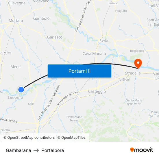 Gambarana to Portalbera map