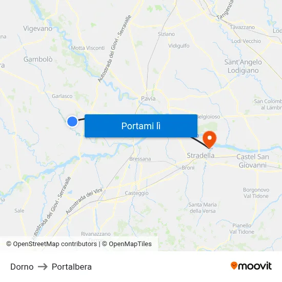 Dorno to Portalbera map