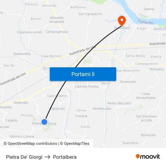 Pietra De' Giorgi to Portalbera map
