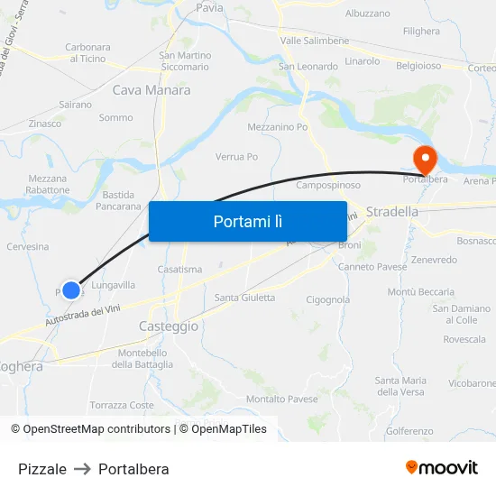 Pizzale to Portalbera map