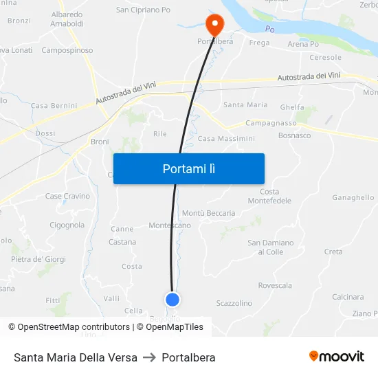 Santa Maria Della Versa to Portalbera map