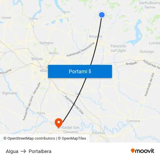 Algua to Portalbera map