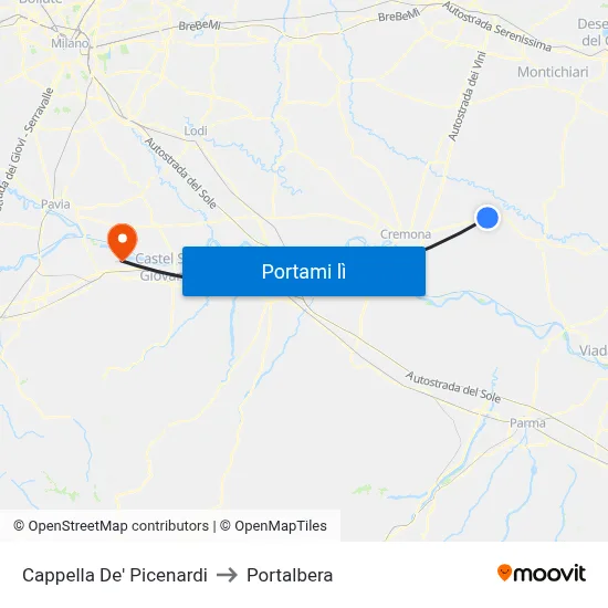 Cappella De' Picenardi to Portalbera map