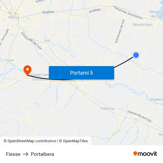 Fiesse to Portalbera map