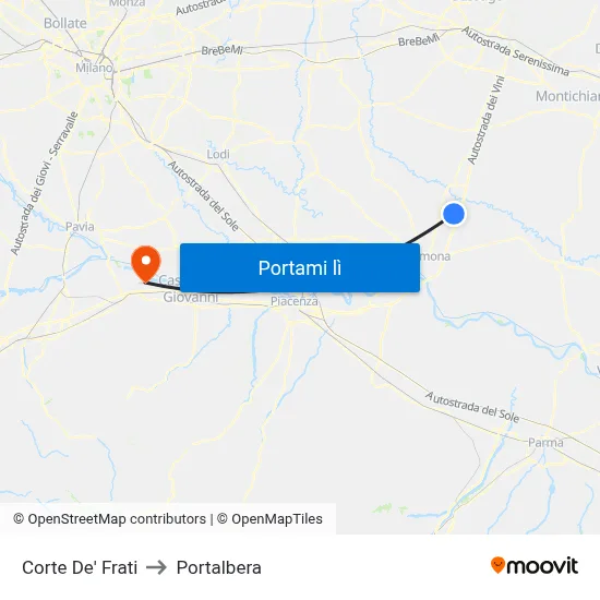 Corte De' Frati to Portalbera map