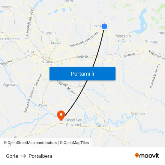 Gorle to Portalbera map