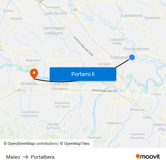 Maleo to Portalbera map