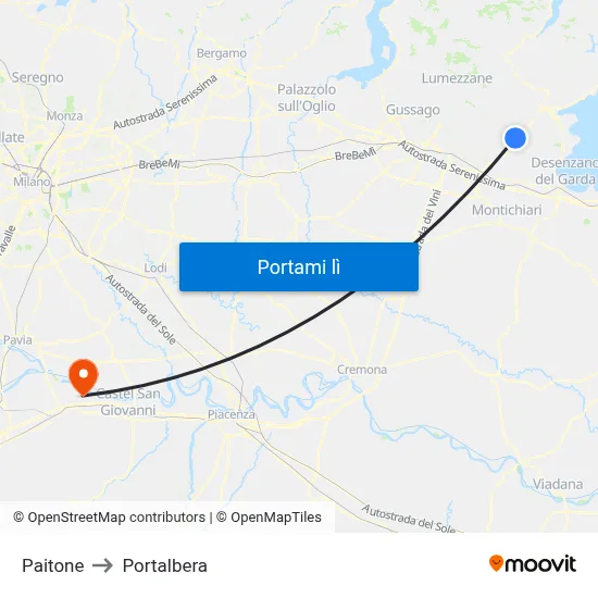 Paitone to Portalbera map